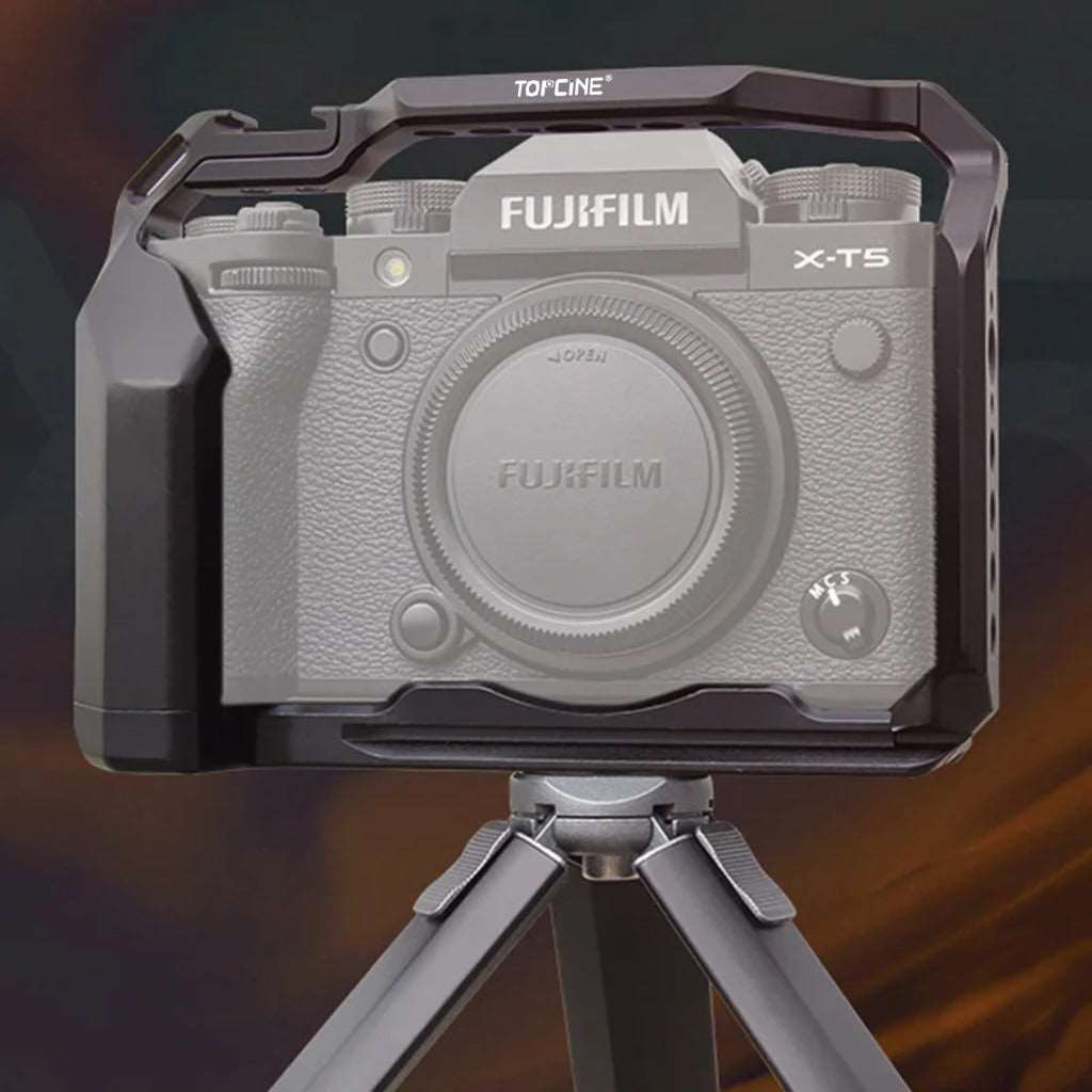Topcine Camera Full Cage Compatible for Fujifilm X-T5 Camera, Aluminum Alloy Camera Rig for Fujifilm XT5. 3/8"-16 Locating Holes for ARRI, Included Cold Shoe TOPCINE