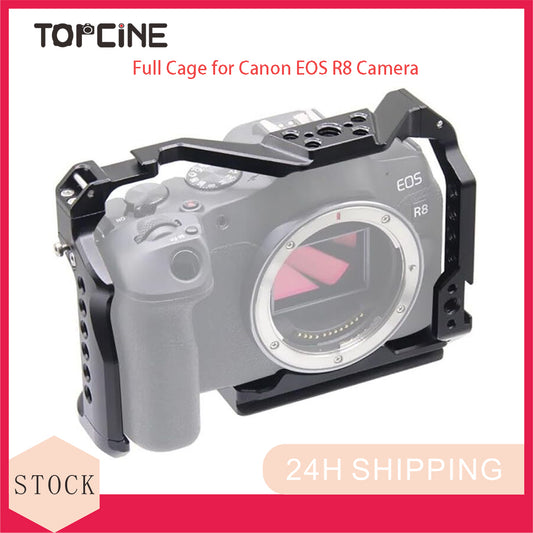 Topcine R8 Cage for Canon EOS R8 Camera,Aluminum Alloy DSLR Rig Stabilizer with Cold Shoe, 1/4"-20 Threaded Holes for Filmmaking, Vlogging,Video Shooting Camera Cages TOPCINE
