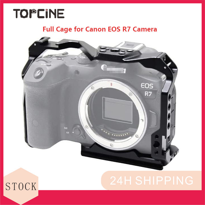 Topcine R7 Cage Kit for Canon R7 Camera, EOS R7 Camera Cage with Quick Release Plate,Cold Shoe Mount for Microphone and Light r7 cage r7 cage Camera Cages TOPCINE