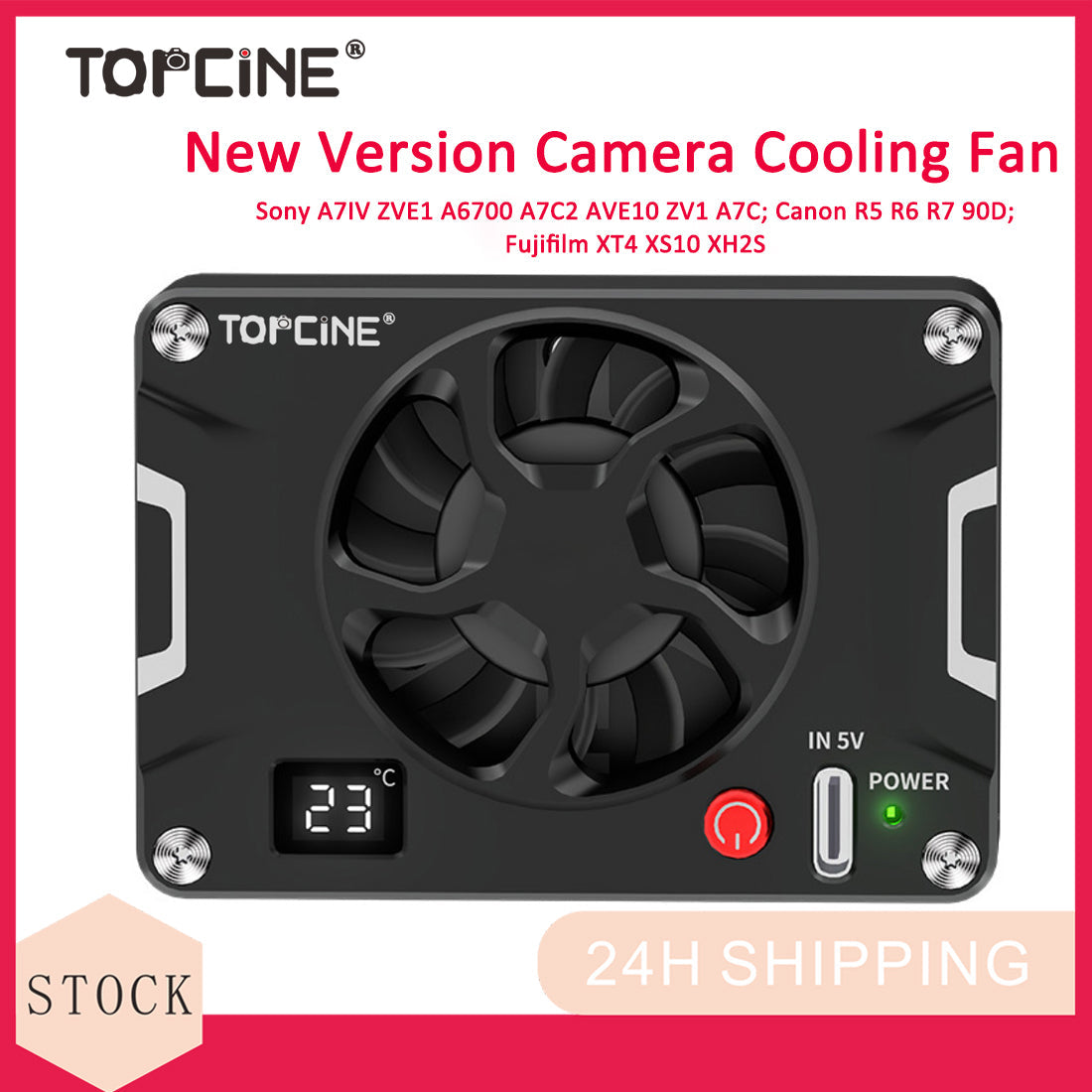Topcine New Version camera cooling fan for Sony A7IV ZVE1 A6700 A7C2 AVE10 ZV1 A7C; Canon R5 R6 R7 90D; Fujifilm XT4 XS10 XH2S and more camera cooling fan TOPCINE OM108 Ditital Display