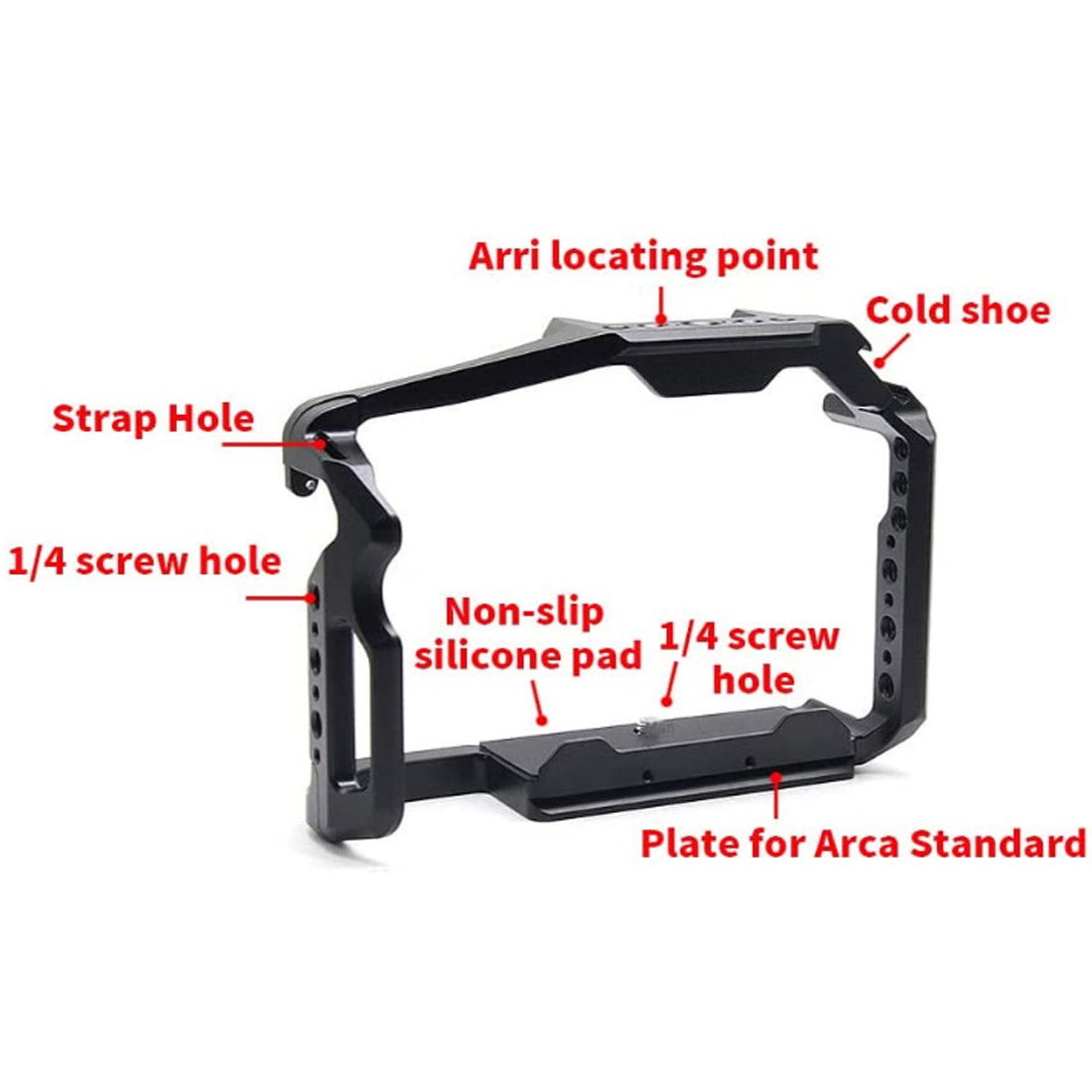 Topcine Aluminum Alloy GH6 Cage for Panasonic LUMIX GH6 Camera,with Cold Shoe Mount 1/4 & 3/8 Inch Screw Holes Full DSLR Camera Cage Rig TOPCINE
