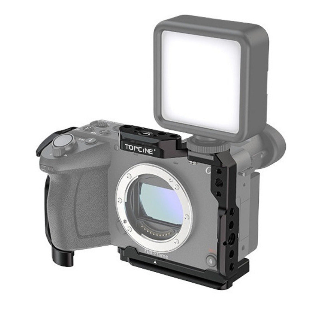 FX2 Camera Cage Compatible for Sony FX2 Digital Cinema Camera Accessory with NATO Slider Buit-in Arca Bottom Plate Two Point Locking Cold Shoe Multiple 1/4" 3/8" Threaded Holes for Quick Switch