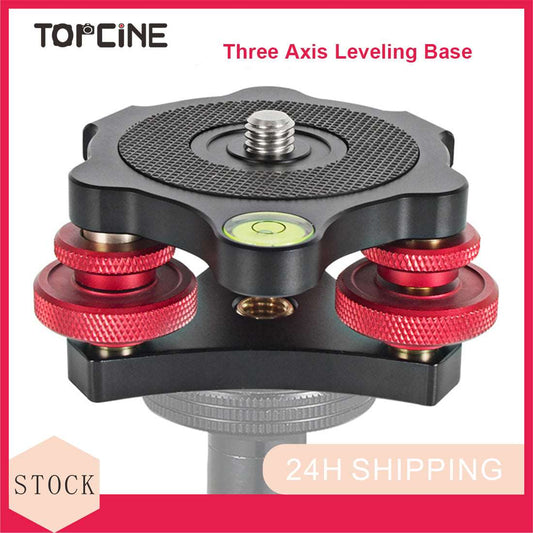 Topcine Camera Leveler Tripod Leveling Base Tri-Wheel Head for Macro Photography Aluminum Bubble Level 3 Axis Level with +/-5 Degree Precision Adjustment for DSLR Camera Rotator Panoramic Head  TOPCINE