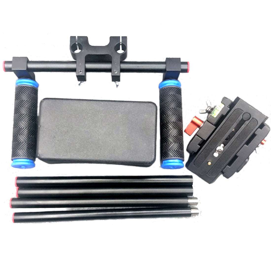 Topcine Camera Shoulder Rig,15mm Rod Rail Shoulder Rig Support System for DSLR Camera and Camcorder with Soft Rubber Shoulder Pad and Dual Hand Grips  TOPCINE