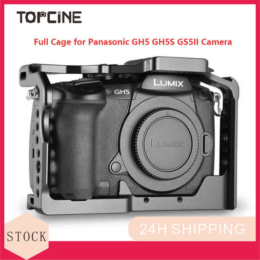 Topcine Full Camera Cage Kit for Panasonic GH5 GH5S GS5II Camera,Aluminum Alloy Panasonic   GH5 GH5S GS5II Camera Cage with Cold Shoe Mount for Microphone and Light  TOPCINE