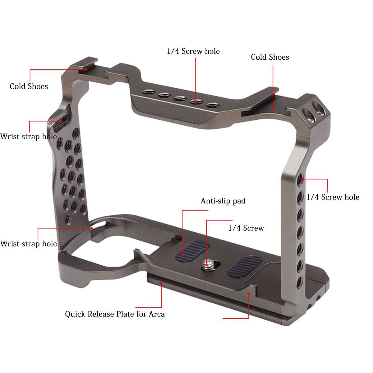 Topcine Camera Full Cage Compatible for Sony A7SⅢ Camera, Aluminum Alloy Sony A7S3 Camera Cage Rig with Cold Shoe Mount for Microphone and Light TOPCINE