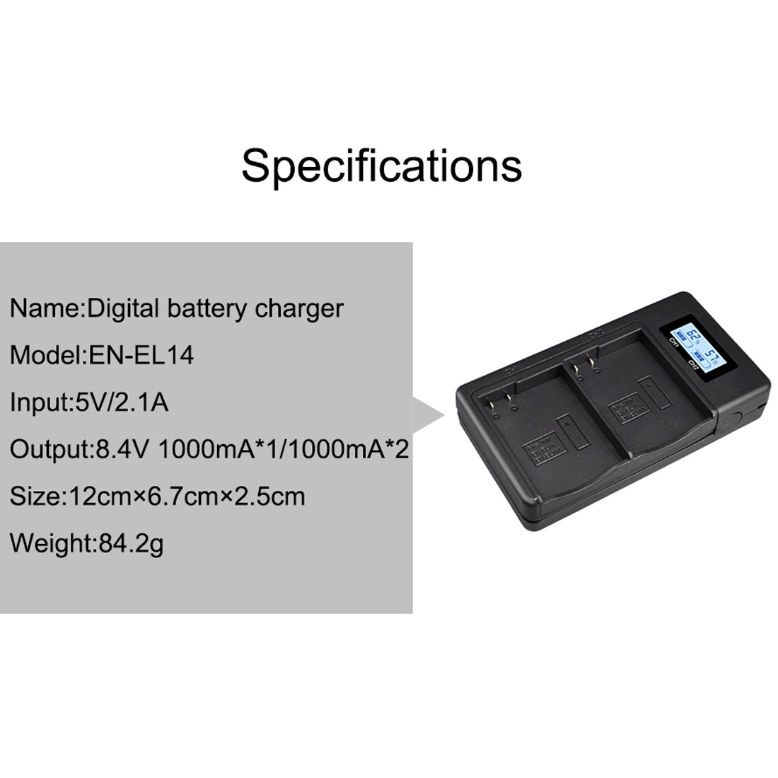 Topcine Dual Slot EN-EL14 Battery Charger, ENEL14 Fast Charger Compatible with Nikon D3100 D3200 D3300 D3400 D3500 D5100 D5200 D5300 D5500 D5600 DF Coolpix P7000 P7100 P7700 P7800 DSLR Cameras and more TOPCINE