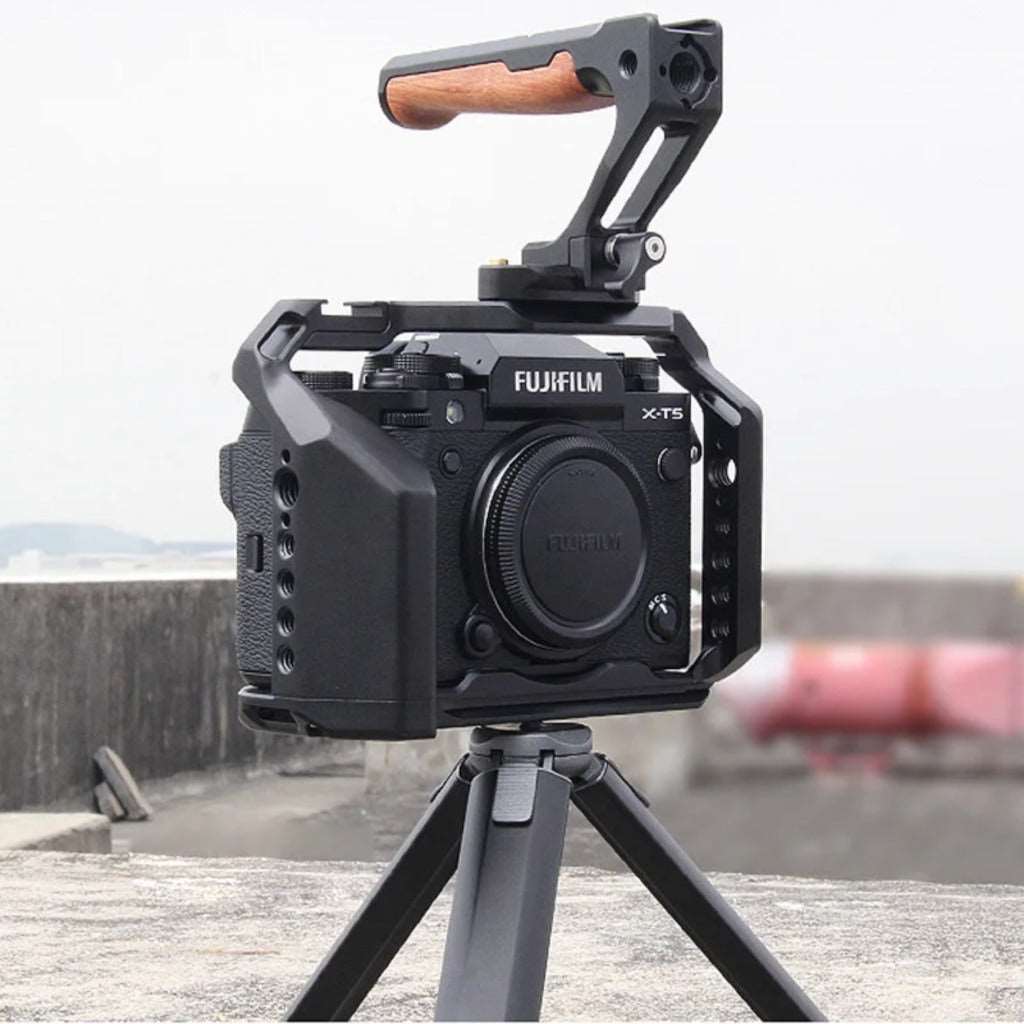 Topcine Camera Full Cage Compatible for Fujifilm X-T5 Camera, Aluminum Alloy Camera Rig for Fujifilm XT5. 3/8"-16 Locating Holes for ARRI, Included Cold Shoe TOPCINE