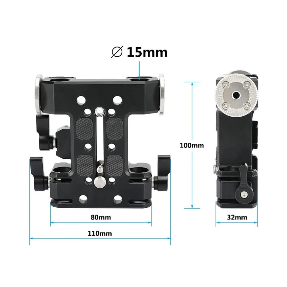 10" Dovetail Plate and QR Baseplate With Double 15mm Rod Adapter & ARRI Rosette Connections For DSLR Camera Tripod Head