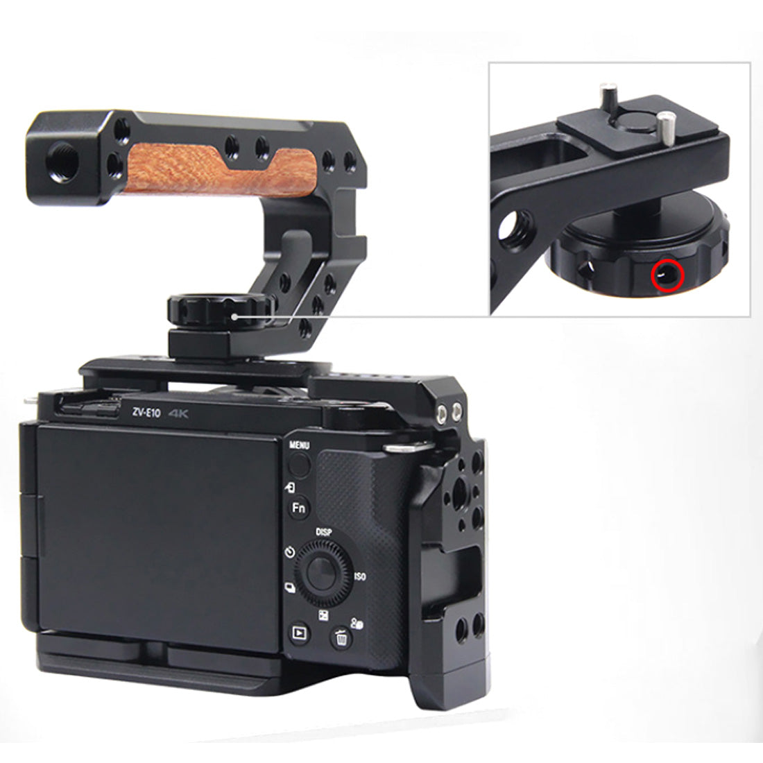 Topcine ARRI-Mount Wooden Top Handle With Cold Shoe Adapters to Mount DSLR Camera with Microphone/ LED Light/ Monitor Camera Cage handgrip TOPCINE