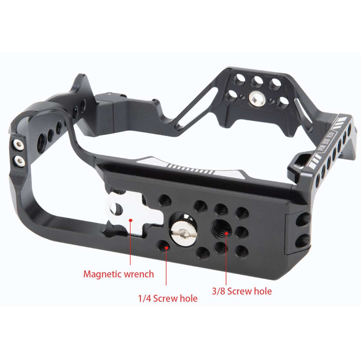 Topcine Full Cage Canon EOS R10 Camera Cage Rig, Aluminum Alloy R10 cage with 1/4"-20 and 3/8"-16 Threaded Hole, Cold Shoe and Quick Release Plate TOPCINE