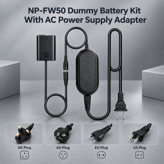 NP-FW50 Dummy Battery AC Power Adapter Kit for Sony ZVE10 A6400 A7II camera dummy battery TOPCINE