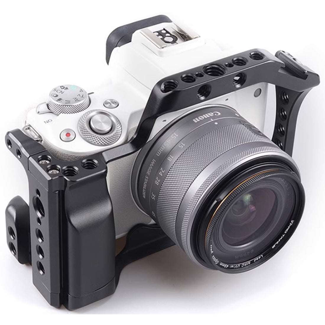 Topcine EOS M50 Cage for Canon EOS M5/M50/M50II Camera with 3/8“ Arri Locating and Cold Shoe Mount Extension for Microphone/ Light m50 cage TOPCINE