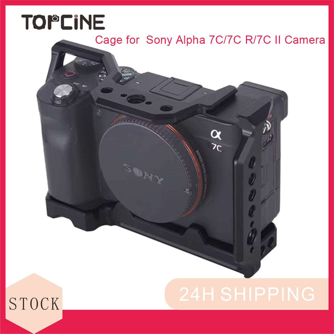 Topcine A7C Cage for Sony Alpha 7C /Alpha 7C R /Alpha 7C II Camera,Quick Release Plate for Arca-Swiss,1/4" & 3/8" Screw Holes and Cold Shoe Mount for Accessories TOPCINE