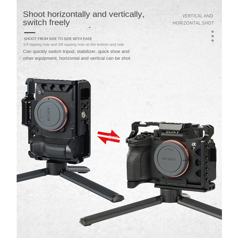 Full Cage Sony A7 IV A7M4 Camera Cage Rig for Sony Alpha 7 IV/A7M III/A7R III with ARRI- style Mounts Cold Shoe Mounts Multi-Mounting Options TOPCINE