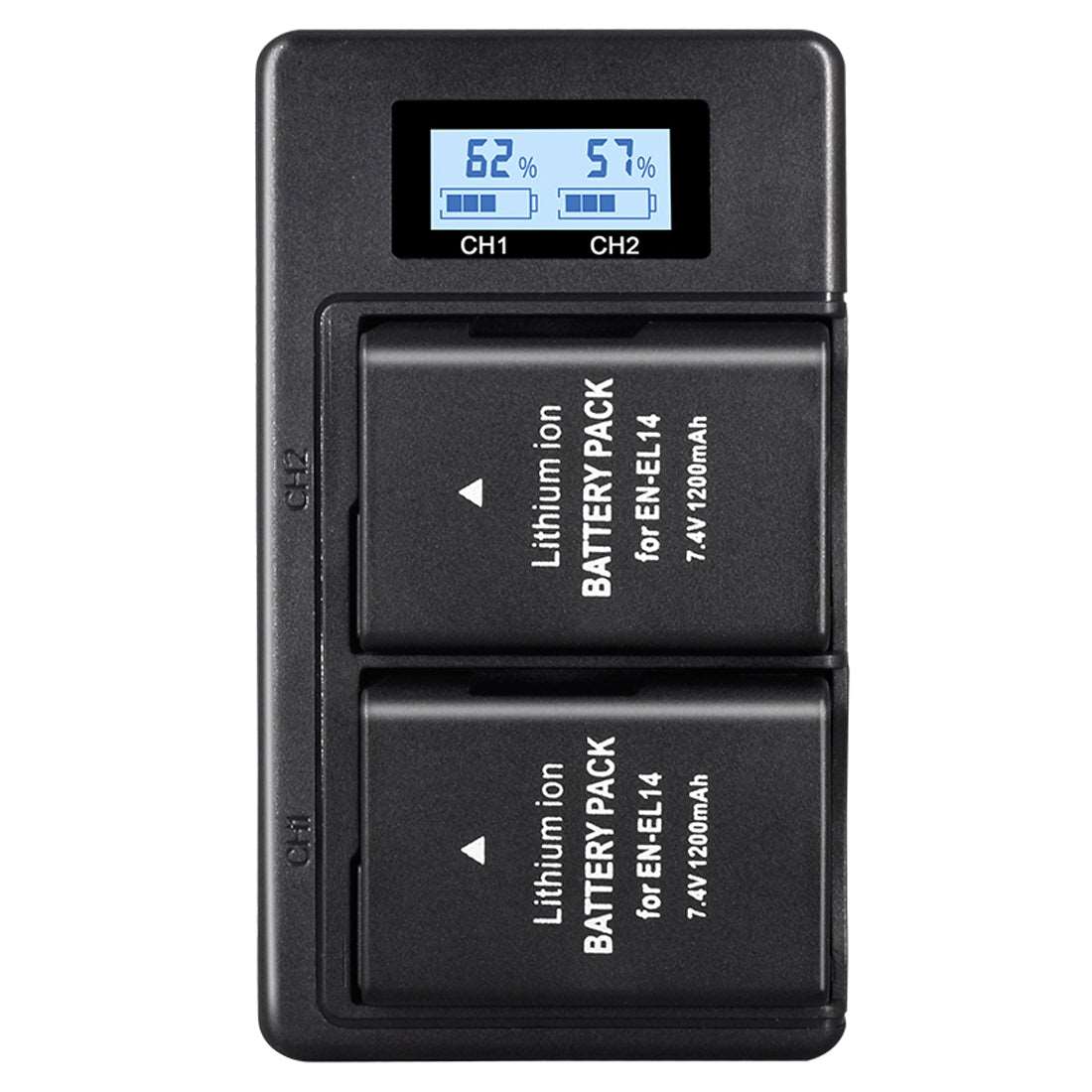 Topcine Dual Slot EN-EL14 Battery Charger, ENEL14 Fast Charger Compatible with Nikon D3100 D3200 D3300 D3400 D3500 D5100 D5200 D5300 D5500 D5600 DF Coolpix P7000 P7100 P7700 P7800 DSLR Cameras and more  TOPCINE