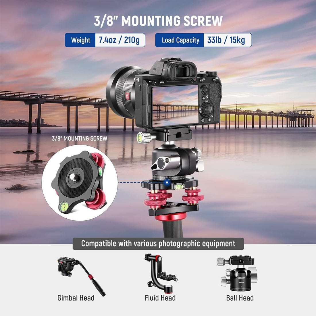 Topcine Camera Leveler Tripod Leveling Base Tri-Wheel Head for Macro Photography Aluminum Bubble Level 3 Axis Level with +/-5 Degree Precision Adjustment for DSLR Camera Rotator Panoramic Head TOPCINE