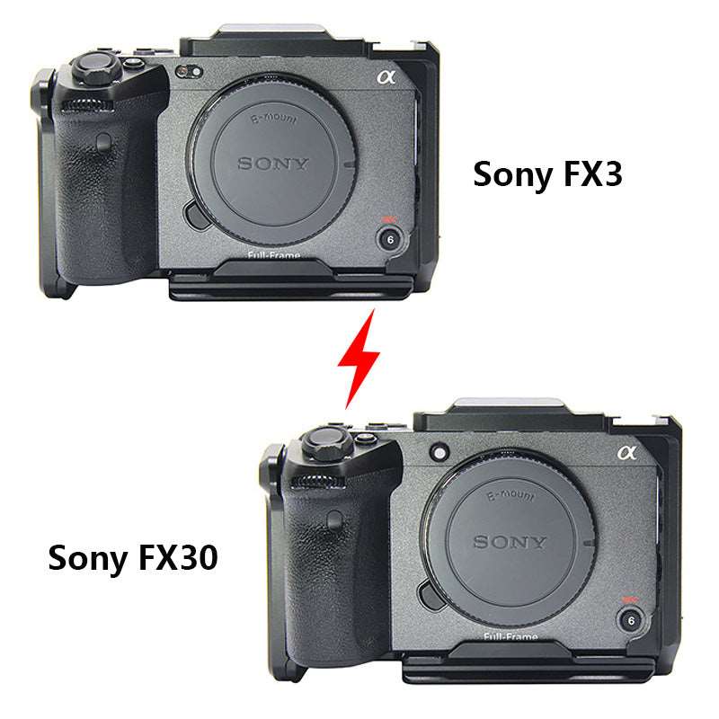 TOPCINE Camera Cage Compatible for SONY FX30/FX3 Camera, 3/8"-16 Locating Holes for ARRI, Cold Shoe Mount for Microphone and Light camera cage TOPCINE