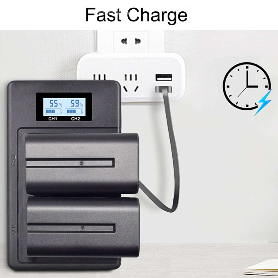 Topcine Dual Slot NP-F970 Battery Charger, NPF970 Fast Charger Compatible for Sony NP-F570 NP-F550 NP-F750 NP-F770 NP-F970 NP-F975 NP-F960 NP-F530 NP-F730 NP-F930 NP-F950 TR516 TR716 TR818 TR910 Etc. camera battery charger TOPCINE
