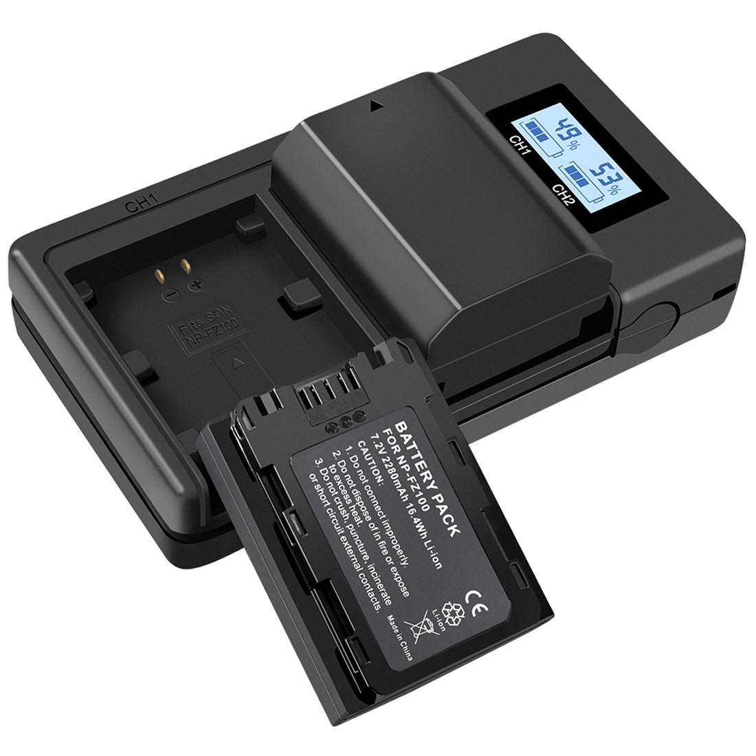 Topcine Dual Slot NP-FZ100 Battery Charger, NPFZ100 Fast Charger Compatible for Sony Alpha A7 III A7RIII A7R IV, A9, A6600, Alpha 9, A7R3 A7S III FX3, FX30 A7S3 A7C A7S3 A7IV A9S A9R A1 A7RII Cameras camera battery charger TOPCINE