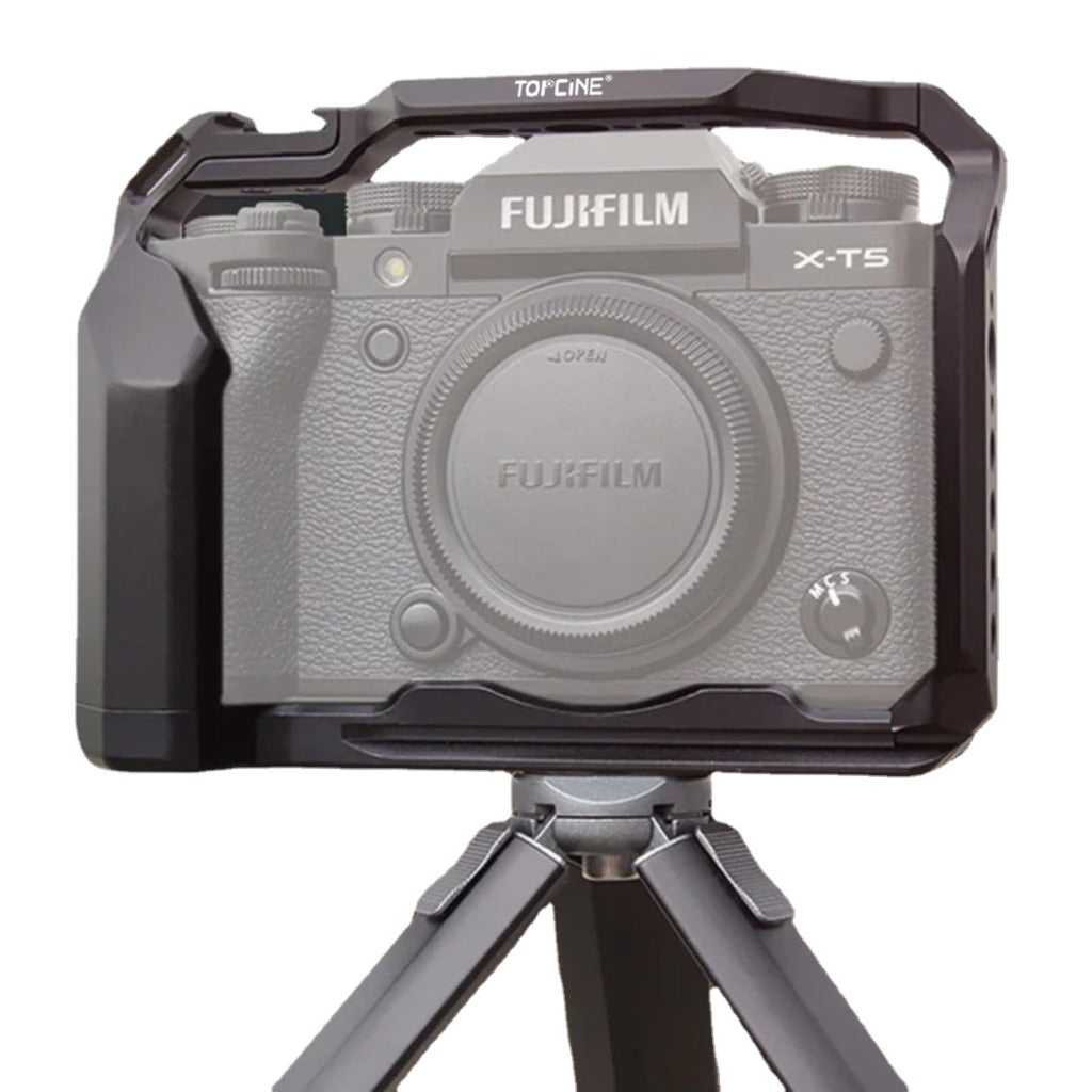 Topcine Camera Full Cage Compatible for Fujifilm X-T5 Camera, Aluminum Alloy Camera Rig for Fujifilm XT5. 3/8"-16 Locating Holes for ARRI, Included Cold Shoe TOPCINE