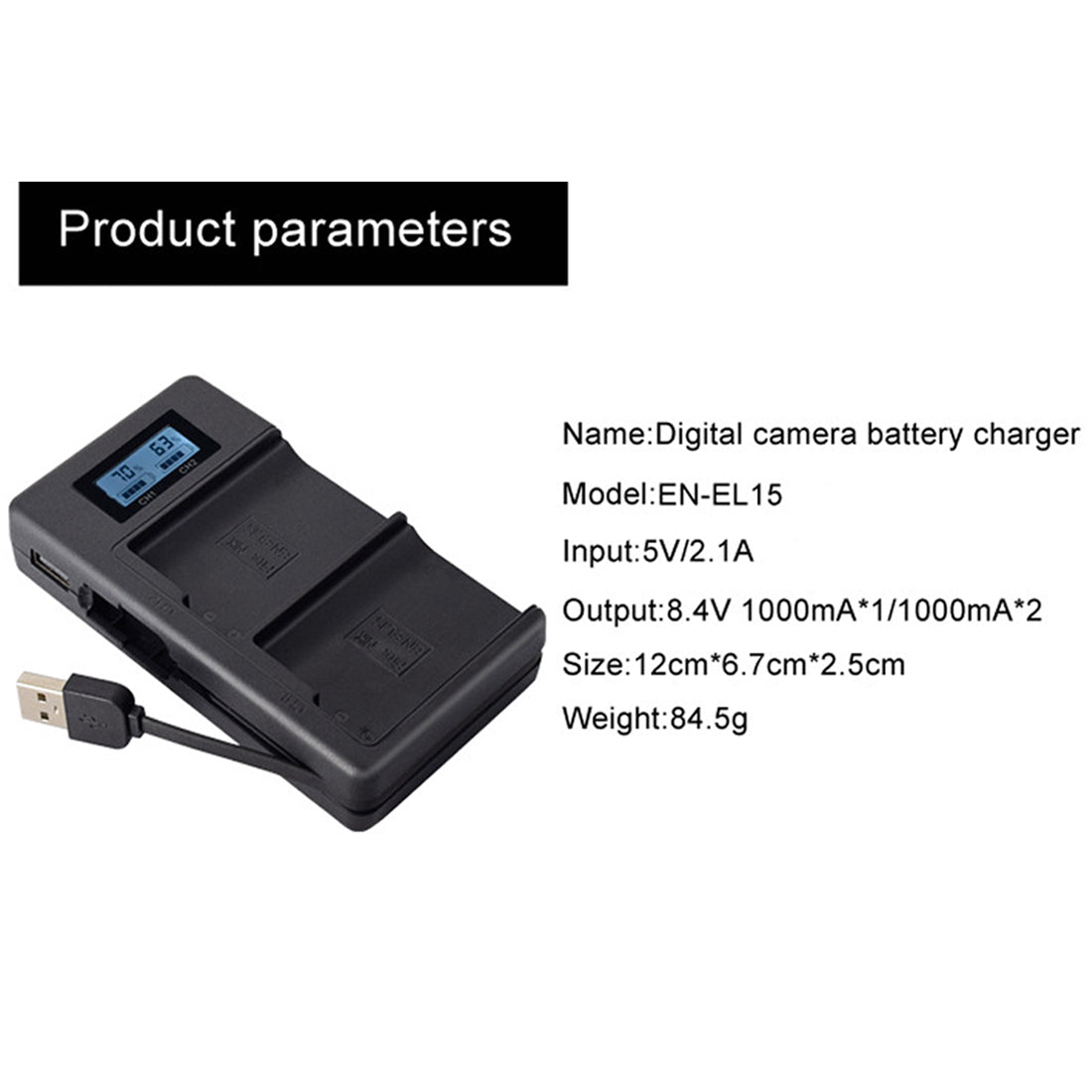 Topcine Dual Slot EN-EL15 Battery Charger, ENEL15 Fast Charger Compatible for Nikon D500, D600, D610, D750,D780, D800, D800e, D810, D810a, D850, D7000, D7100, D7200, D7500, 1 V1, Z6, Z6 II,Z7, Z7 II Cameras  TOPCINE