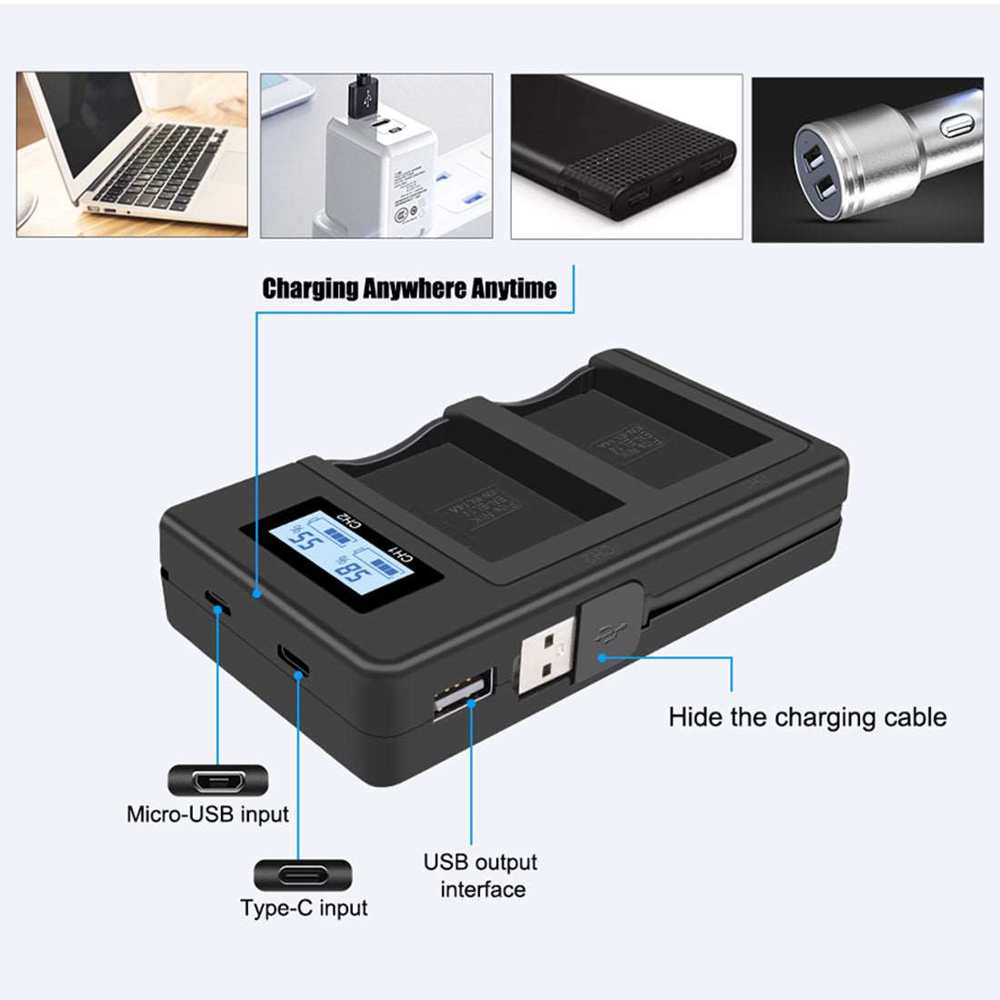Topcine Dual Slot EN-EL14 Battery Charger, ENEL14 Fast Charger Compatible with Nikon D3100 D3200 D3300 D3400 D3500 D5100 D5200 D5300 D5500 D5600 DF Coolpix P7000 P7100 P7700 P7800 DSLR Cameras and more TOPCINE