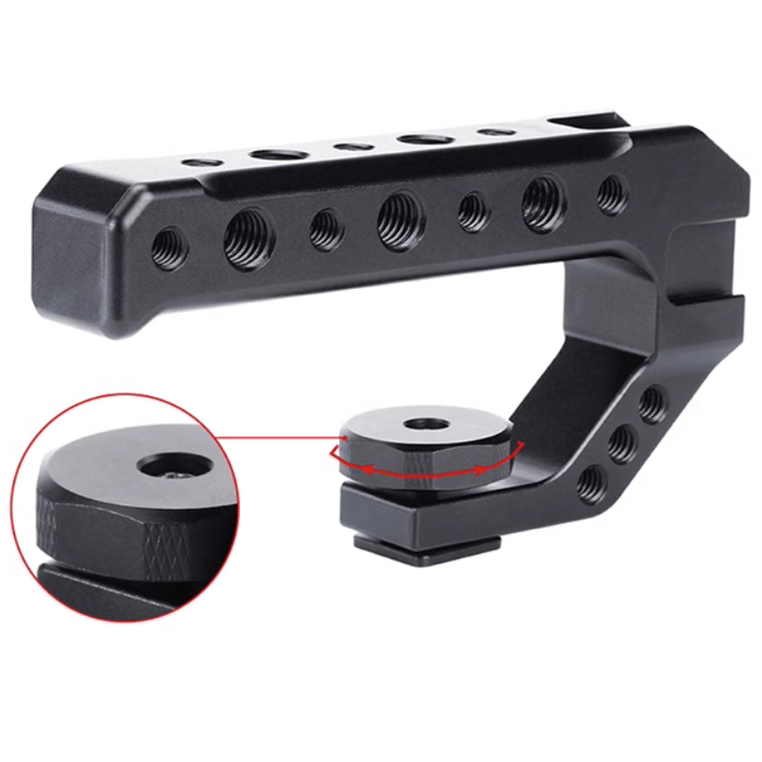 Topcine Universal DSLR Camera Top Handle Camera Top Cheese Handle Grip Universal Video Stabilizing Rig with Three Cold Shoe Adapters and Plenty 1/4", 3/8" Screw Thread  TOPCINE