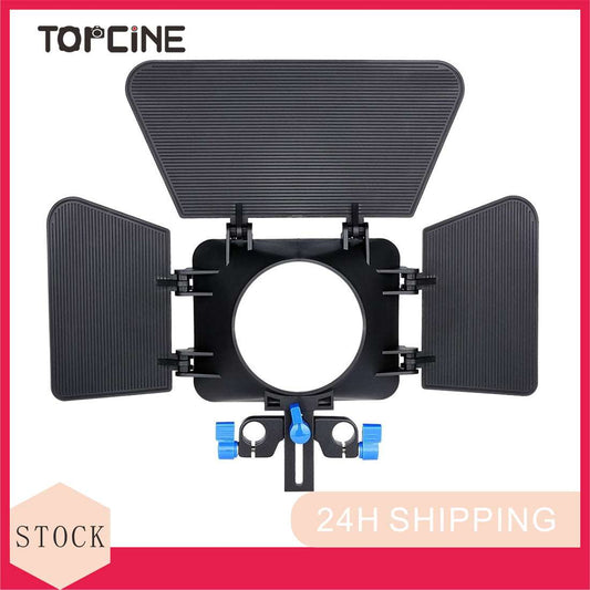Topcine Matte Box for 15mm Standard Rail Rods for Canon Sony Panasonic Nikon Fujifilm Olympus Cameras Camcorder Lenses Diameter Less Than 85mm with Height Adjustable for Different Camera Lenses  TOPCINE