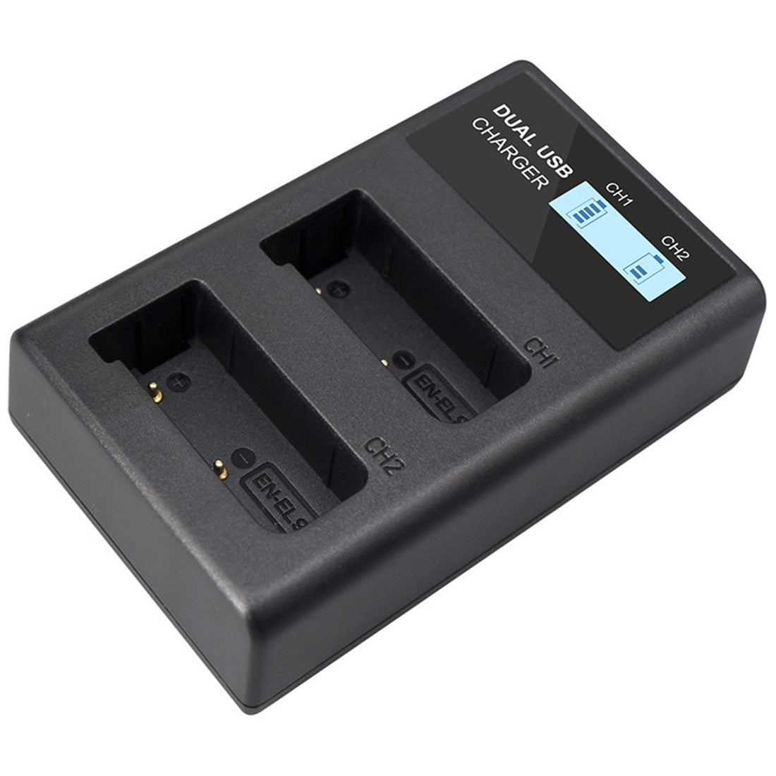 Topcine Dual Slot EN-EL9 Battery Charger, ENEL9 Fast Charger Compatible for Nikon EN-EL9, EN-EL9a, EN-EL9e Batteries and Nikon D40, D40x, D60, D5000, D3000 Digital SLR Cameras MH-23 Charger and More TOPCINE