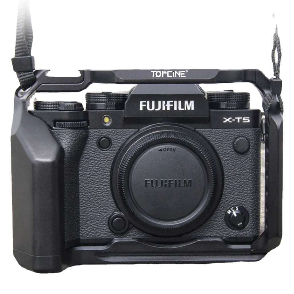 Topcine Camera Full Cage Compatible for Fujifilm X-T5 Camera, Aluminum Alloy Camera Rig for Fujifilm XT5. 3/8"-16 Locating Holes for ARRI, Included Cold Shoe TOPCINE