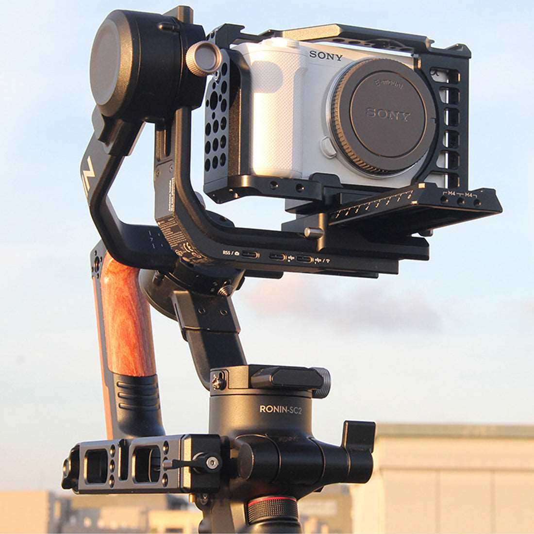 Topcine Metal Cage with Wood Handle for Sony ZV-E1 Camera,with Multiple 1/4 Threaded Holes ARRI Positioning Points and Cold Shoes Mounts TOPCINE