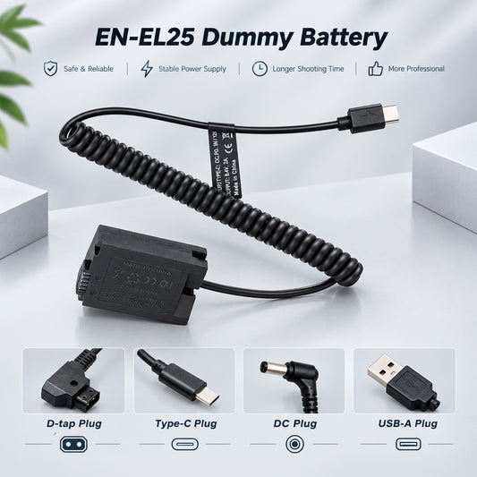 EN-EL25 Dummy Battery EP-5G DC Coupler for Nikon ZFC/Z30/Z50 Cameras camera dummy battery TOPCINE