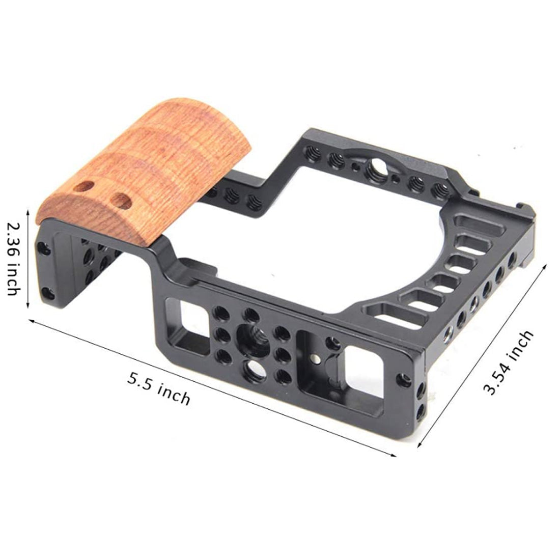 Topcine Camera Cage for Sony A7C, Vlogging Video Rig Stabilizer Accessories with Wooden Handle Grip, Cold Shoe, 1/4" Mounting Points and 3/8" Locating Hole  TOPCINE