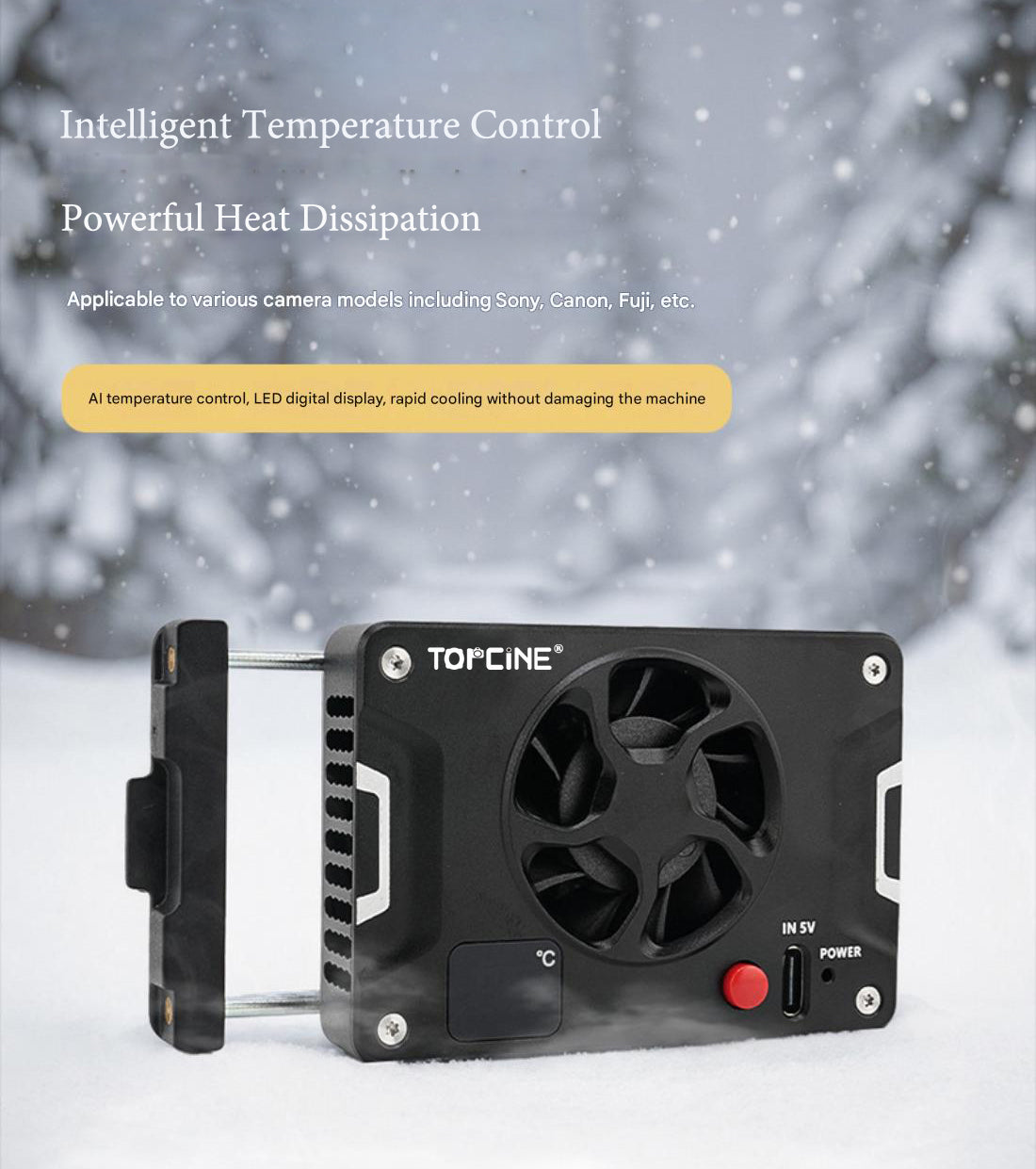 Universal Camera Cooling Fan for Sony A7M4/FX3 Canon R8 Fuji Nikon ZF Camera Live Broadcast Constant Temperature Semiconductor Cooling Fan