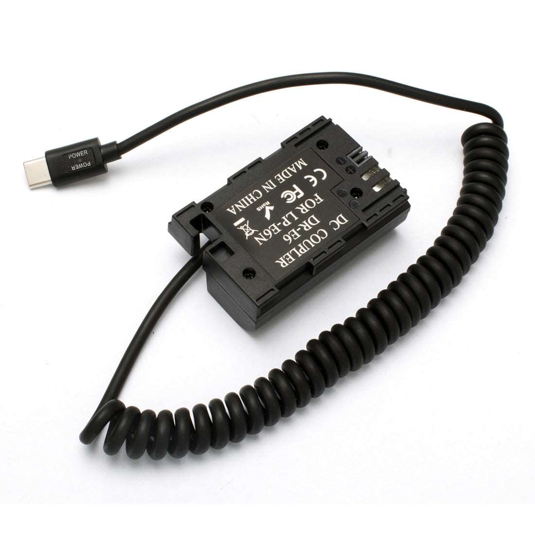 Topcine LP-E6 Dummy Battery with USB-C(Type-C) PD Power Adapter Coiled Cable for Canon EOS 5DMark II 5DMark III 5DMark IV 6D 60D 6DMark II 7DMark II 70D 80D 90D 5DSR EOS R R5 R6 Cameras TOPCINE