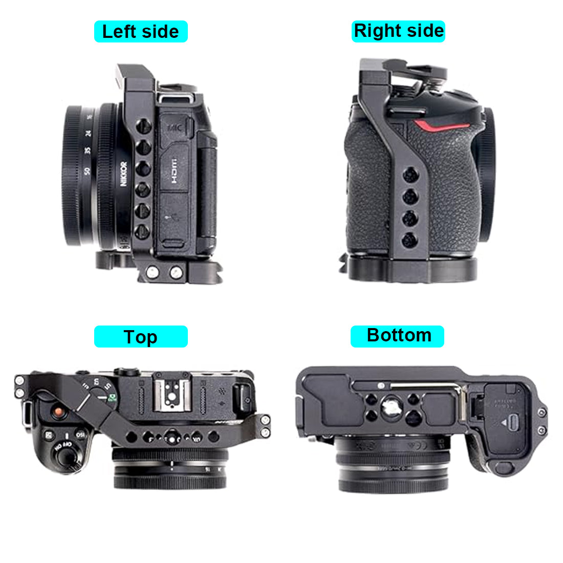 Topcine Z30 Camera Cage for Nikon Z30 Camera, with 3/8"-16 Locating Holes for ARRI and Cold Shoe Mount Extension for Microphone/ Light TOPCINE