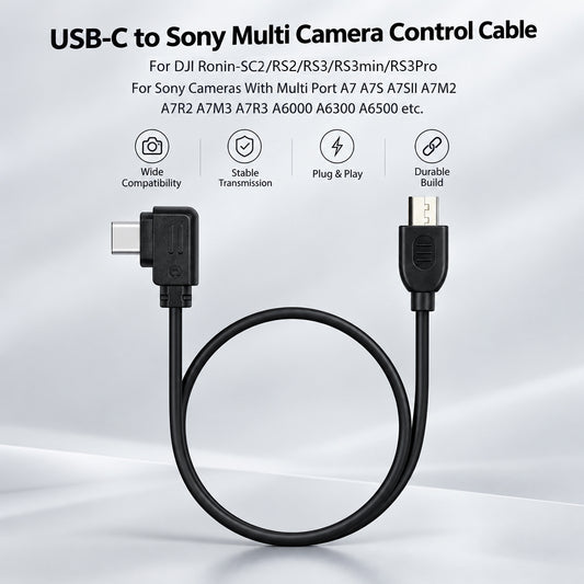 For DJI Ronin SC2/RS2/RS3/RS3min/RS3Pro Stabilizer Sony Camera Control Cable USB-C to Sony Camera Multi USB Port For Sony A7 A7S A7SII A7M2 A7R2 A7M3 A7R3 A6000 A6300 A6500 etc. dji base TOPCINE