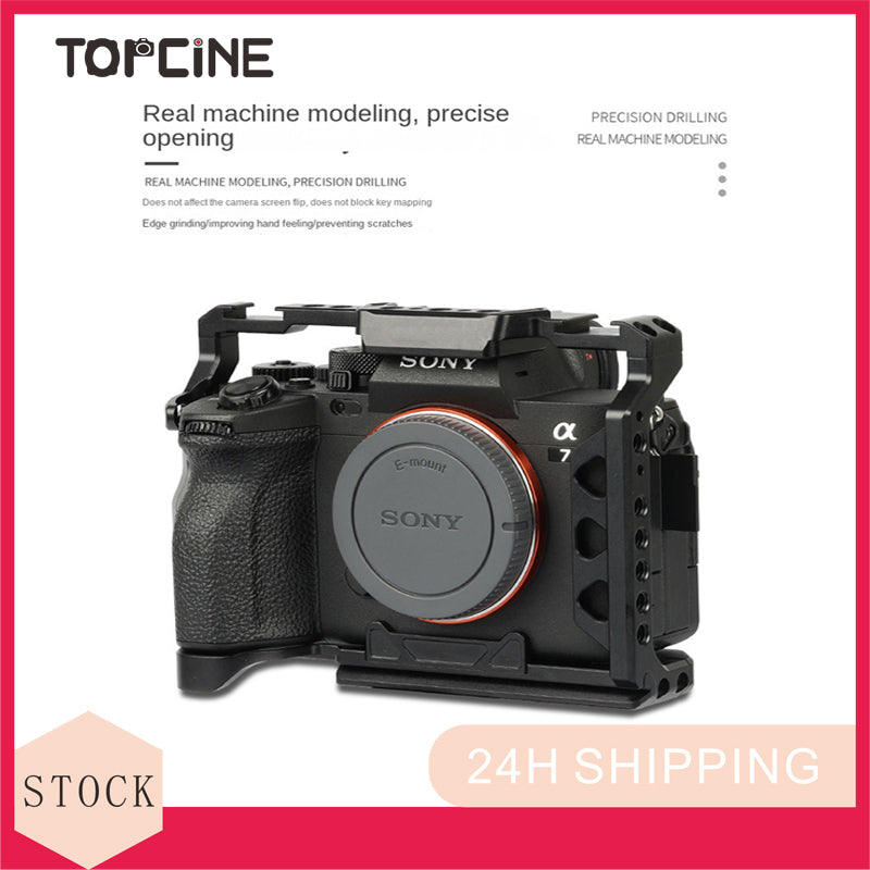 Full Cage Sony A7 IV A7M4 Camera Cage Rig for Sony Alpha 7 IV/A7M III/A7R III with ARRI- style Mounts Cold Shoe Mounts Multi-Mounting Options TOPCINE