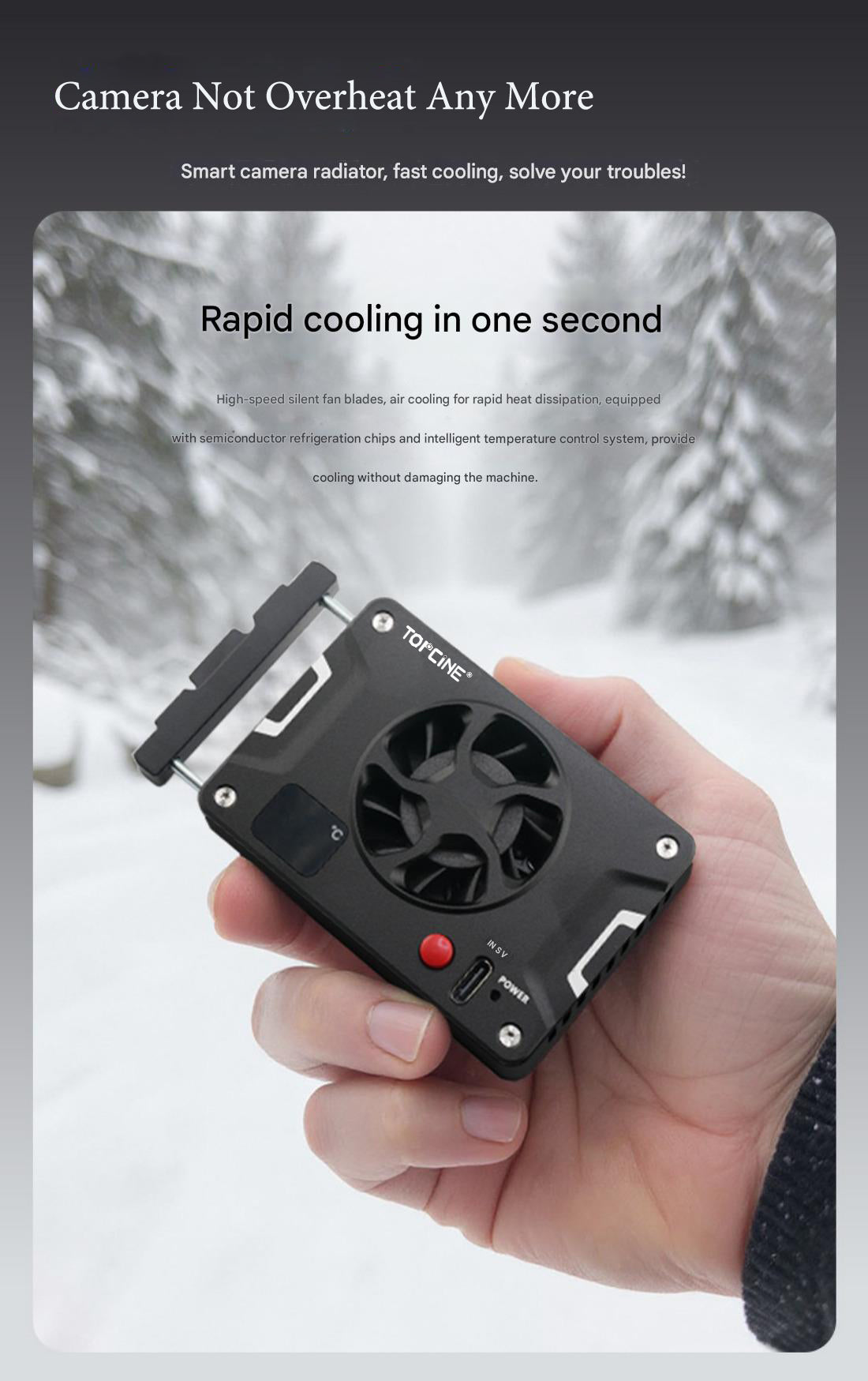 Universal Camera Cooling Fan for Sony A7M4/FX3 Canon R8 Fuji Nikon ZF Camera Live Broadcast Constant Temperature Semiconductor Cooling Fan