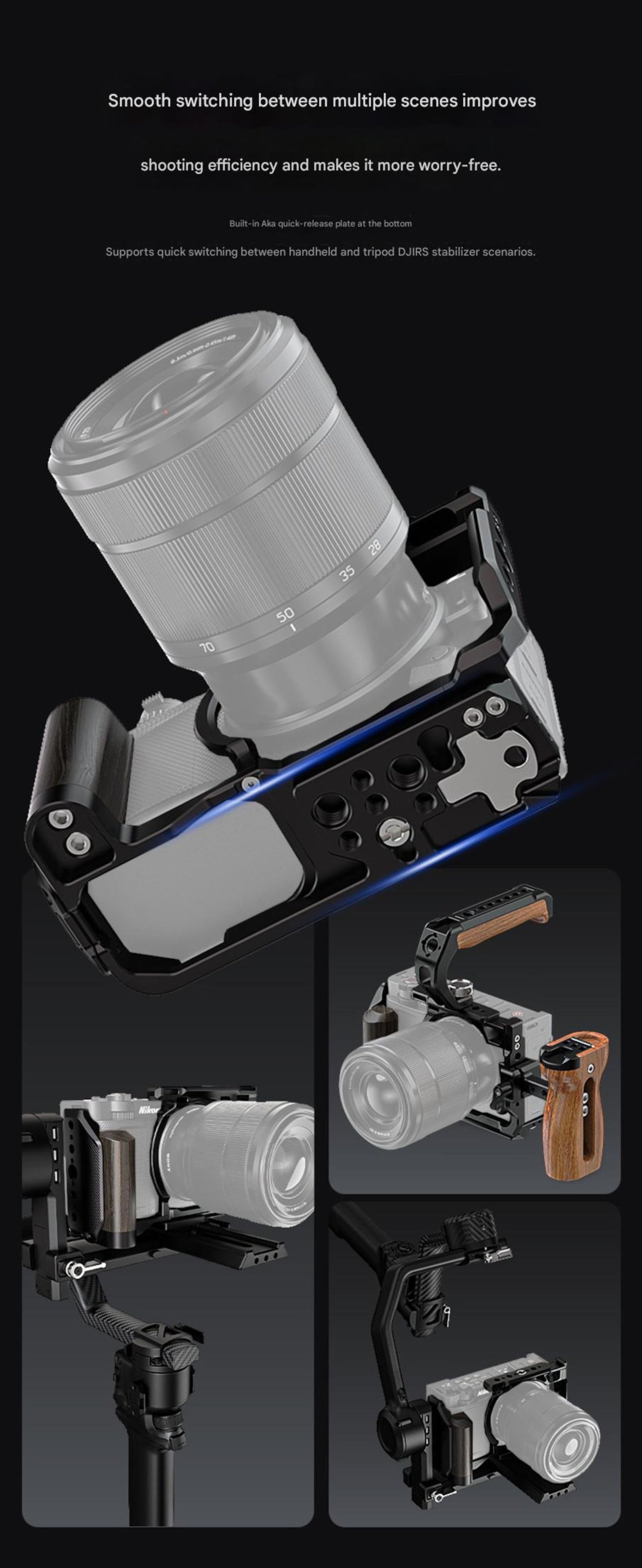 ZR Cage for Nikon ZR with Full Access Cold Shoe Mount for Professional Video Rig Accessories NATO Rail