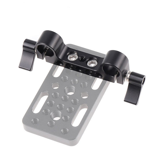 15mm Double Hole Pipe Clamp Rail Connector SLR Camera Parallel Dual-Hole Multi-Function Pipe Clamp for DSLR Camera Rig TOPCINE