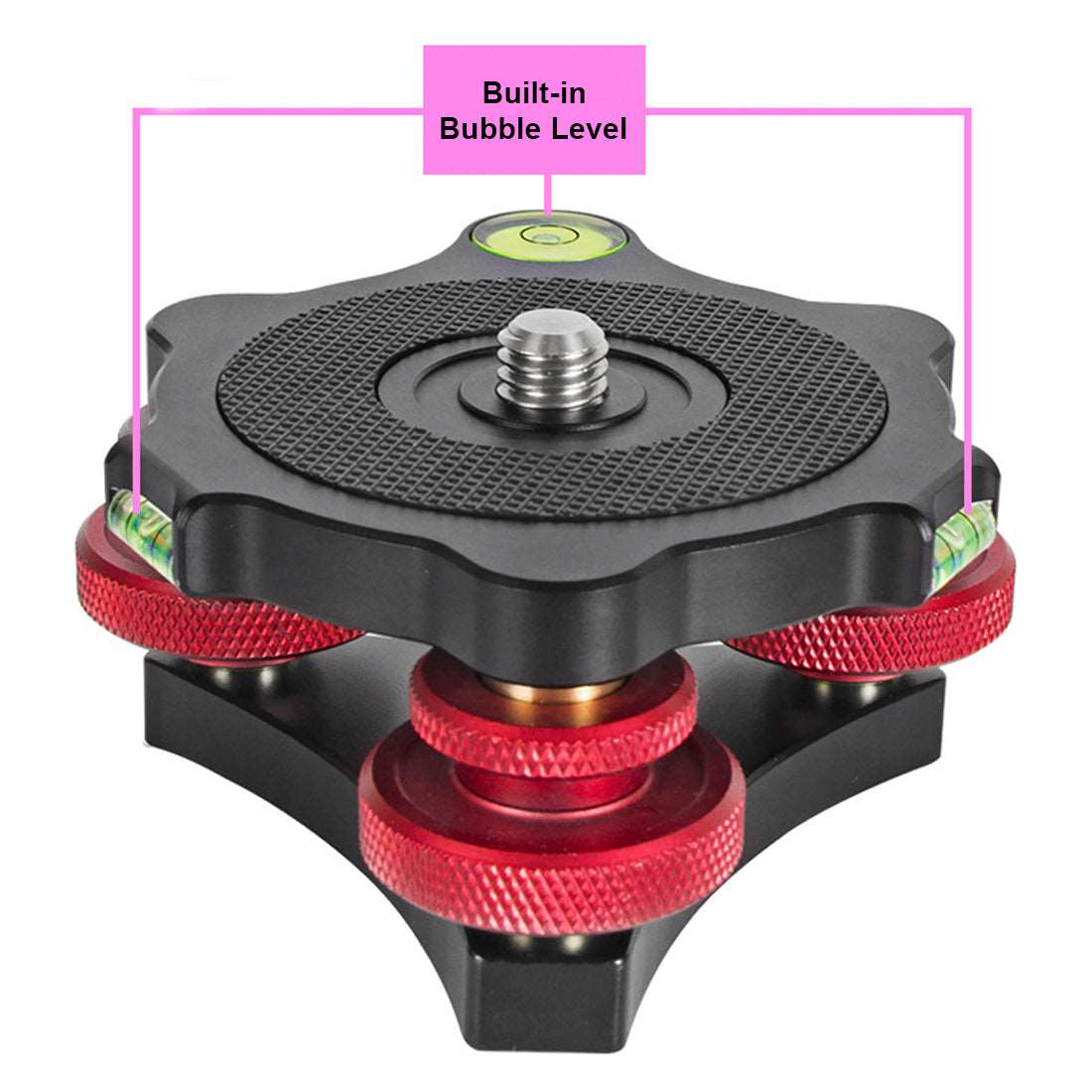 Topcine Camera Leveler Tripod Leveling Base Tri-Wheel Head for Macro Photography Aluminum Bubble Level 3 Axis Level with +/-5 Degree Precision Adjustment for DSLR Camera Rotator Panoramic Head TOPCINE