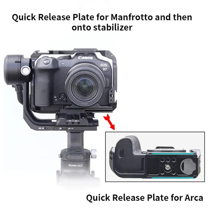 Topcine R7 Cage Kit for Canon R7 Camera, EOS R7 Camera Cage with Quick Release Plate,Cold Shoe Mount for Microphone and Light r7 cage r7 cage Camera Cages TOPCINE