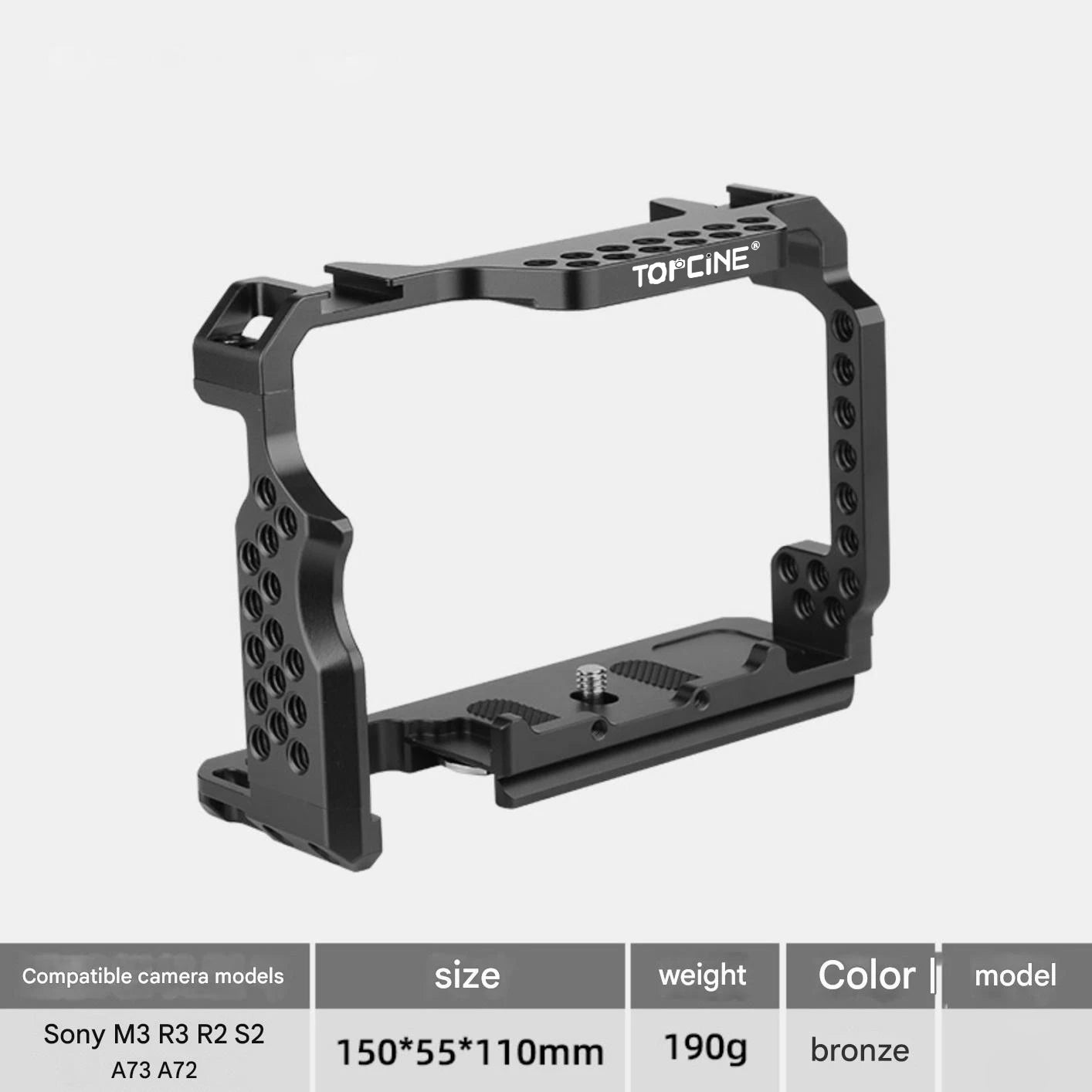 A7S2 Cage for Sony Alpha A7II A7III A7RII A7RIII A7SII Camera with Cold Shoe Arca BasePlate Multiple Hole for Camera Accessories