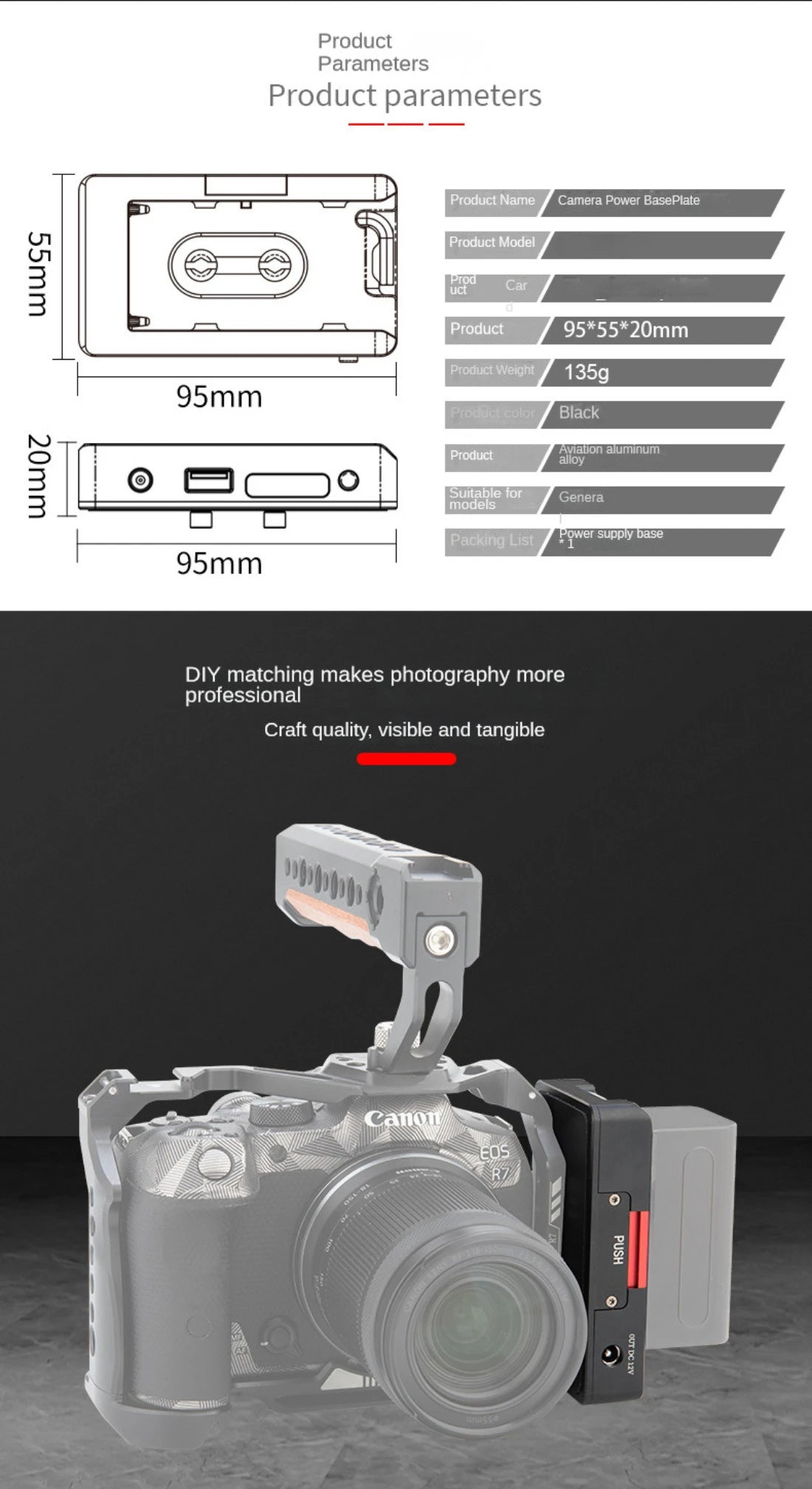 Topcine NP-F Battery Adapter Mount Plate with USB Port and Dual DC 12V 8V Outputs Compatible with BMPCC 4K 6K Pro Canon EOS R5 C Sony NP-F970 F960 F770 F750 F570 F550 Battery TOPCINE