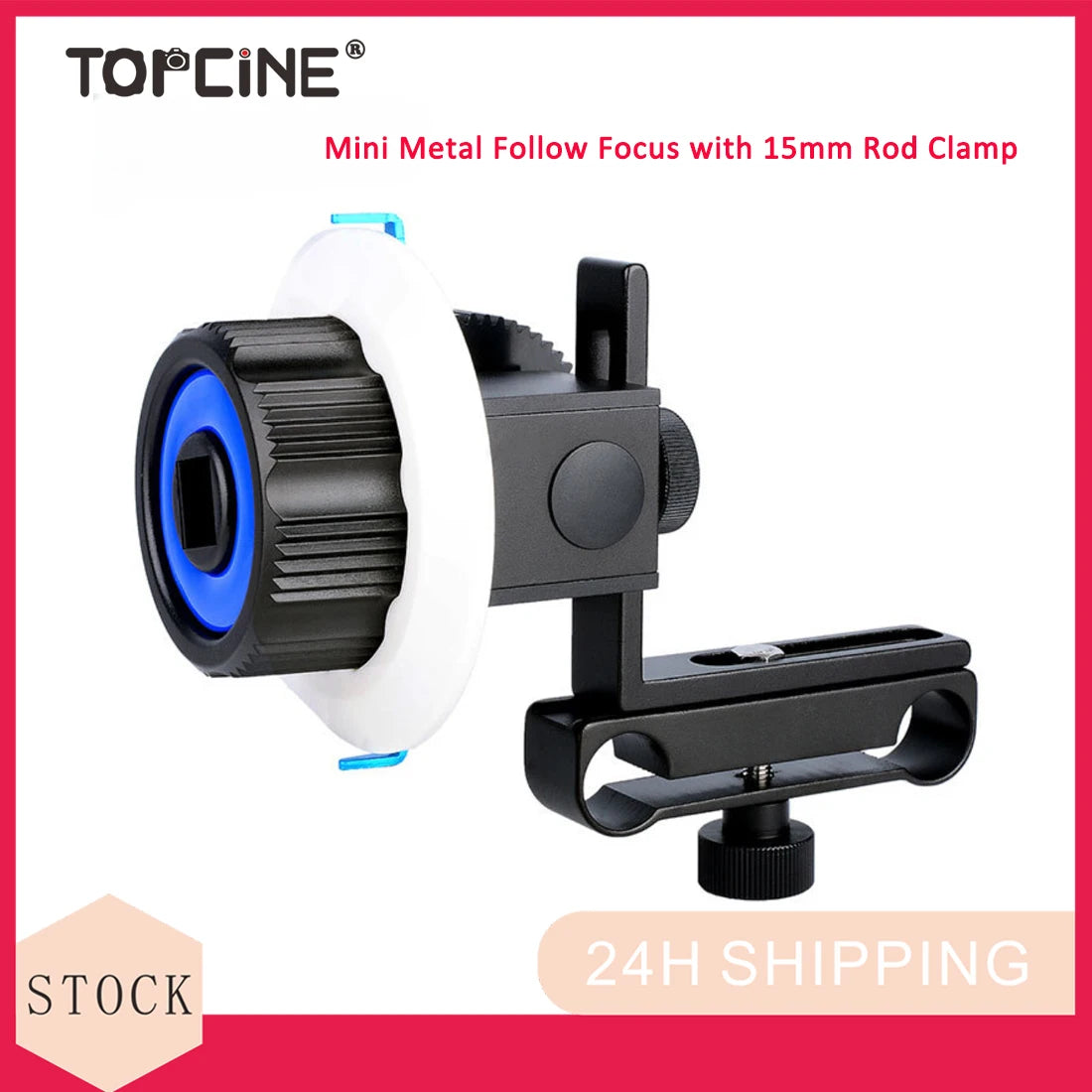 Topcine Metal Mini Follow Focus with 15mm Rod Clamp Gear Ring Belt DLSR Rig for Cinema Camera SLR Shoulder Rig Accessories