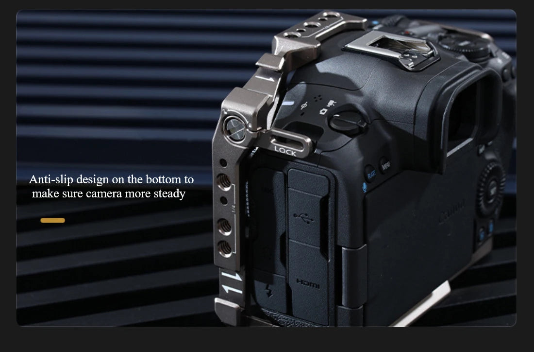 R5II Cage for Canon EOS R5 Mark II Camera Full Cage with Multiple Positioning Points 1/4" Holes Cold Shoe Mount Full Access R52