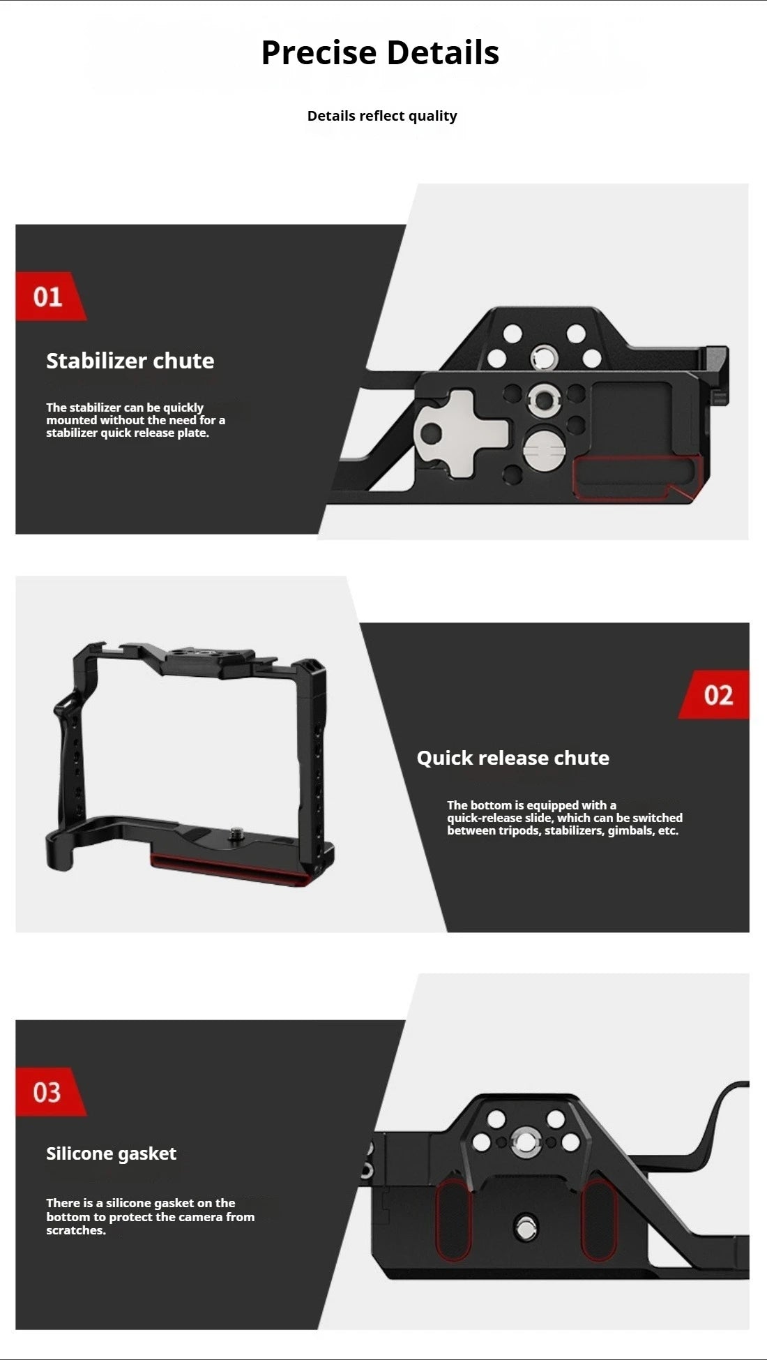 RP Cage for Canon EOS R8/RP Camera Cage with Double Cold Shoe Multiple 1/4 3/8 Threaded Holes for LED Monitor Microphone Vlogging