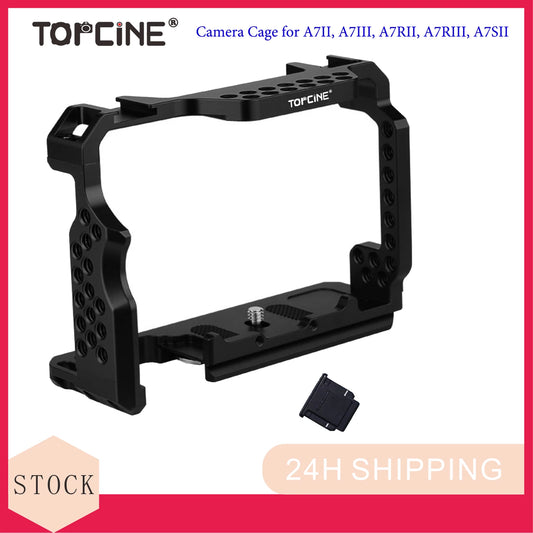 A7S2 Cage for Sony Alpha A7II A7III A7RII A7RIII A7SII Camera with Cold Shoe Arca BasePlate Multiple Hole for Camera Accessories